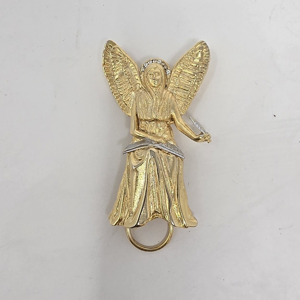 Vintage esther furman angel with pen and book from "forget me not" line‎ brooch